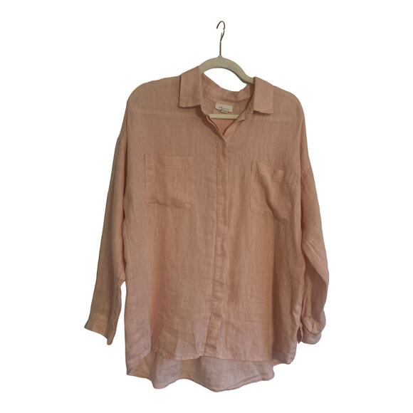 J.Jill Pure Everyday Linen Light Pink Blouse, size Petite Medium - Picture 1 of 2